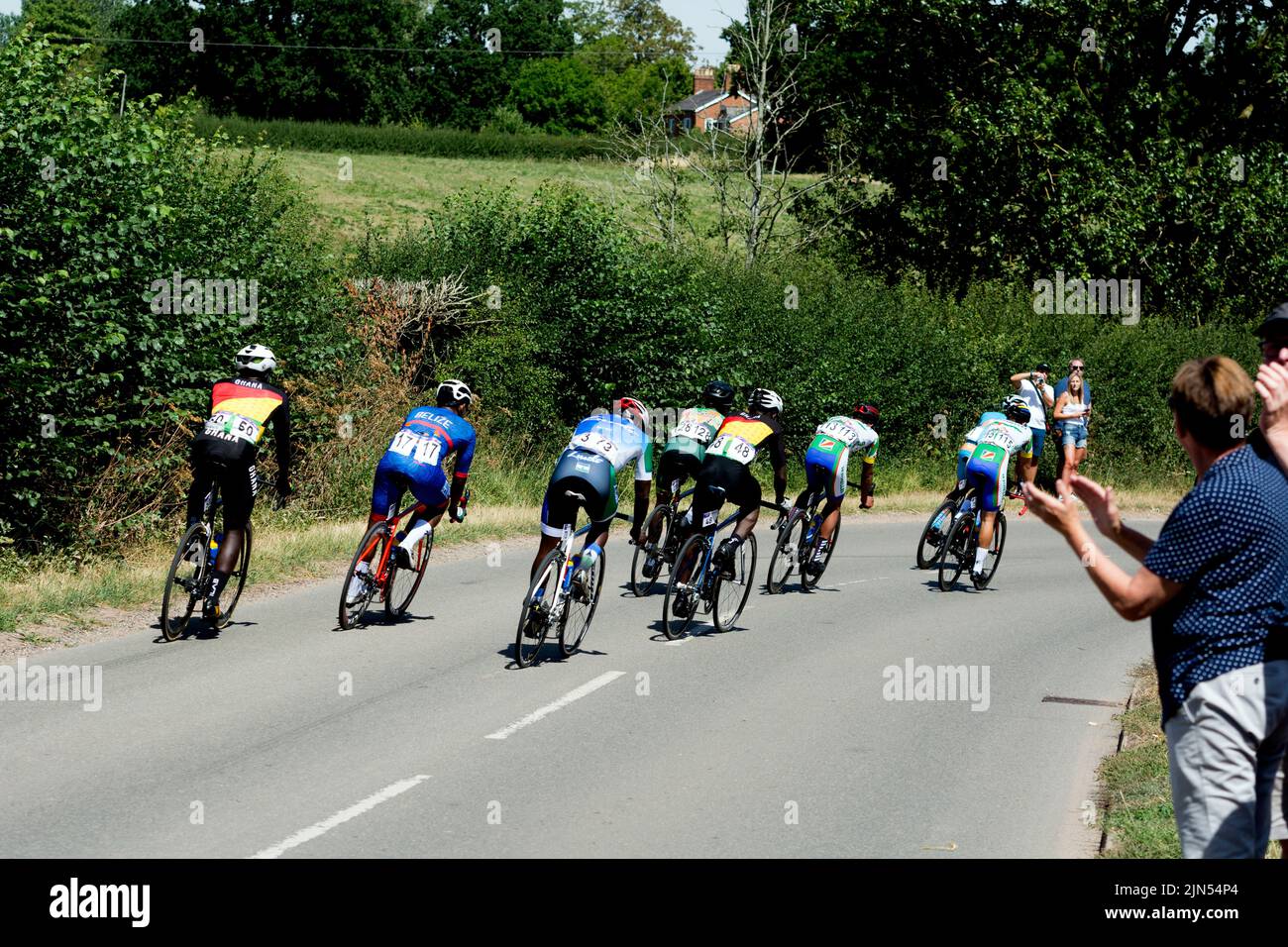Das 2022 Commonwealth Games Radrennen für Männer, Hampton Magna Village, Warwickshire,`s Stockfoto